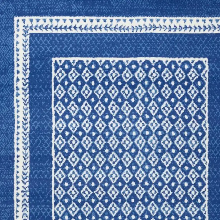 Blue And White Geometric Area Rug Photo 3