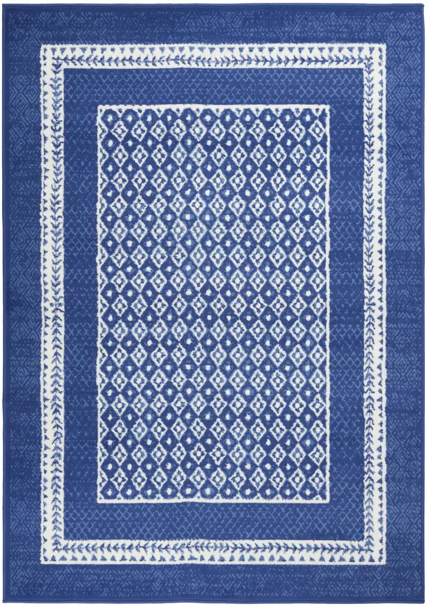 Blue And White Geometric Area Rug Photo 8