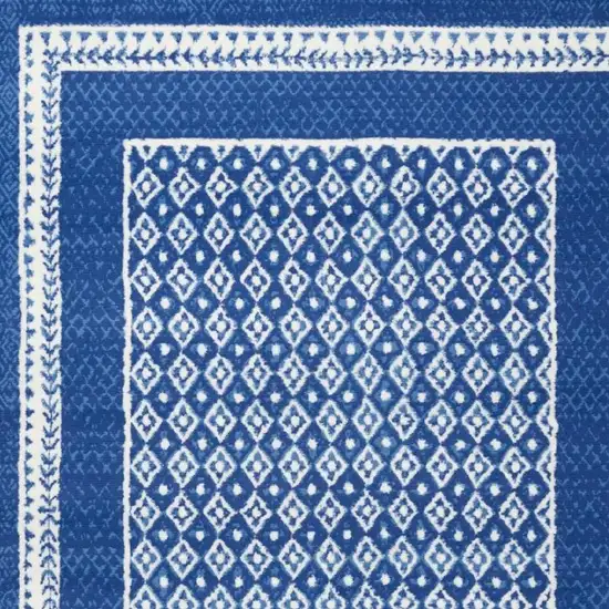 Blue And White Geometric Area Rug Photo 3