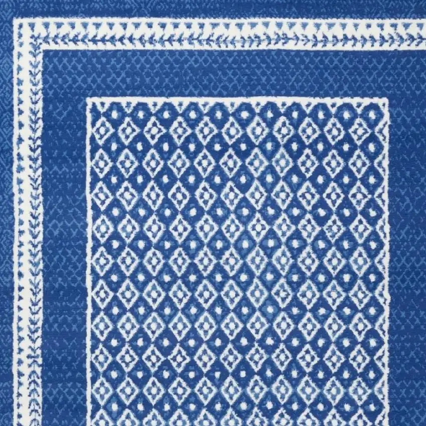 Blue And White Geometric Area Rug Photo 3