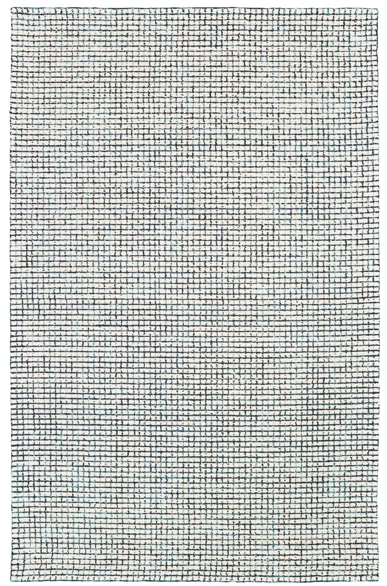 Navy and Ivory Grids Area Rug Photo 1