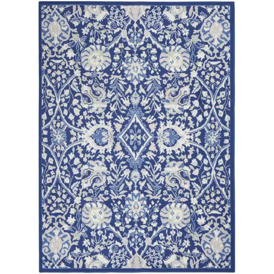 Ivory And Blue Floral Area Rug Photo 4