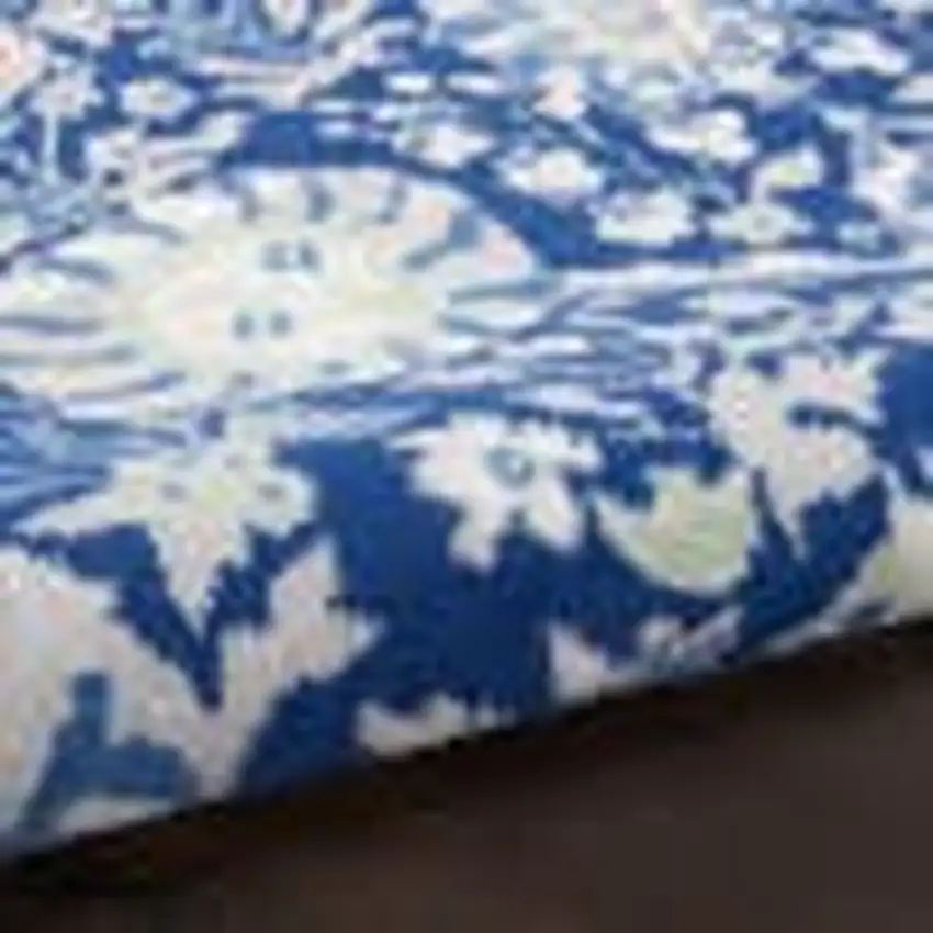 Navy and Ivory Intricate Floral Area Rug Photo 2
