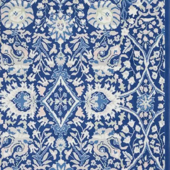 Ivory And Blue Floral Area Rug Photo 3