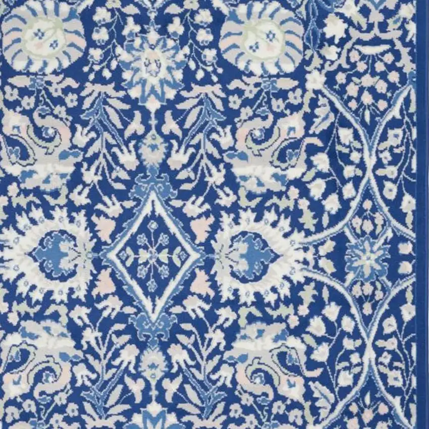 Ivory And Blue Floral Area Rug Photo 3