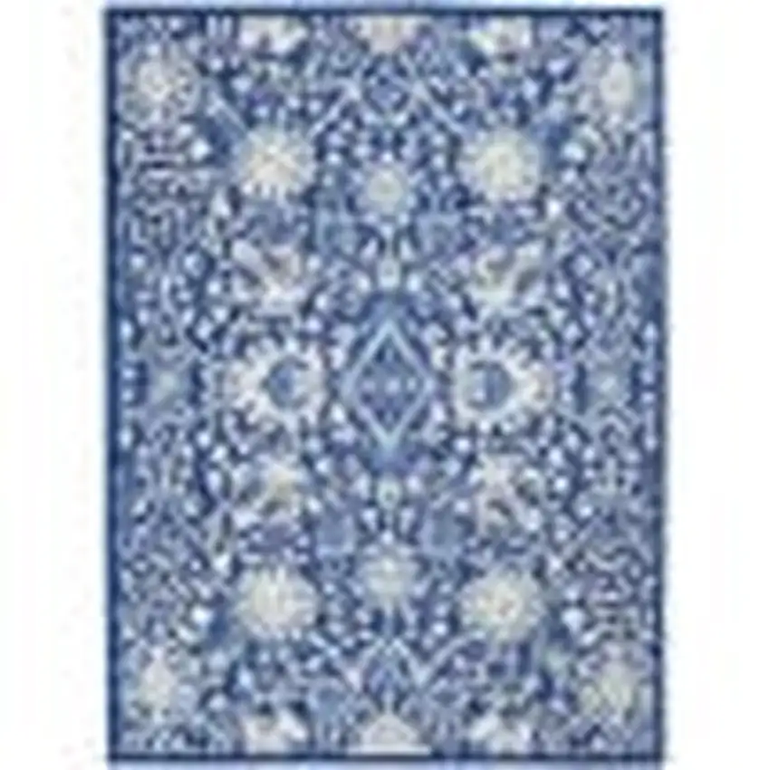 Navy and Ivory Intricate Floral Area Rug Photo 1