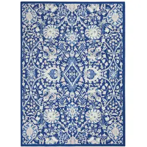 Photo of Navy and Ivory Intricate Floral Area Rug