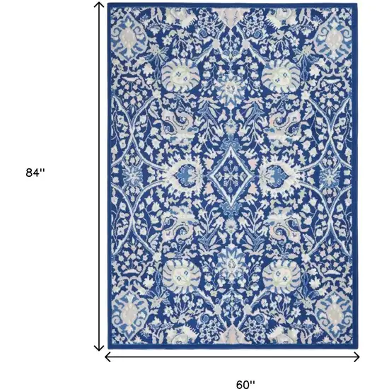 Ivory And Blue Floral Area Rug Photo 6