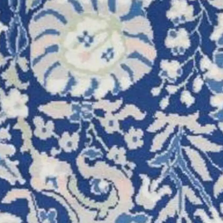 Ivory And Blue Floral Area Rug Photo 8