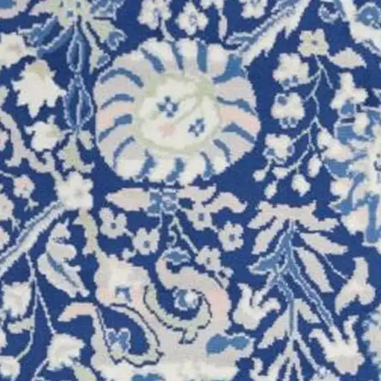 Ivory And Blue Floral Area Rug Photo 3
