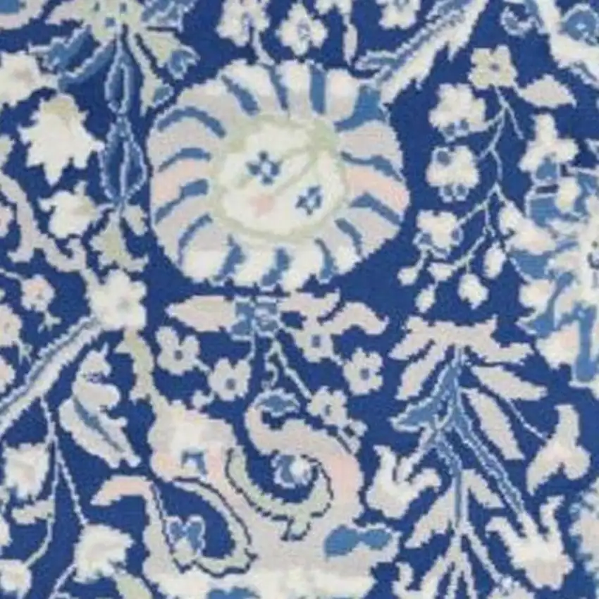 Ivory And Blue Floral Area Rug Photo 3