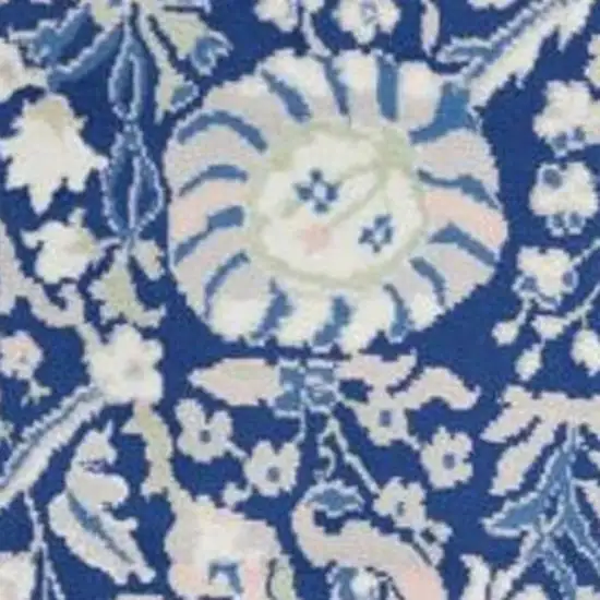 Ivory And Blue Floral Area Rug Photo 9