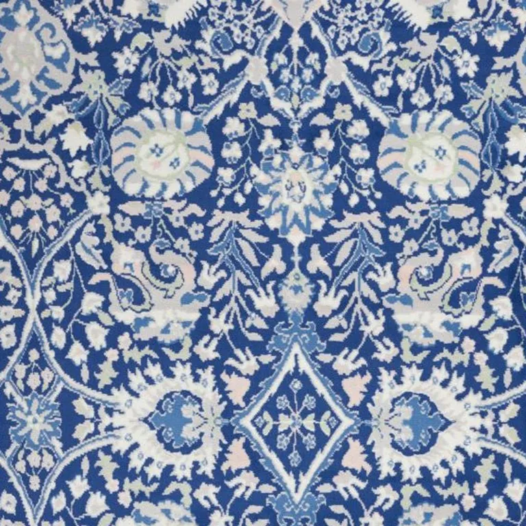Navy and Ivory Intricate Floral Area Rug Photo 4