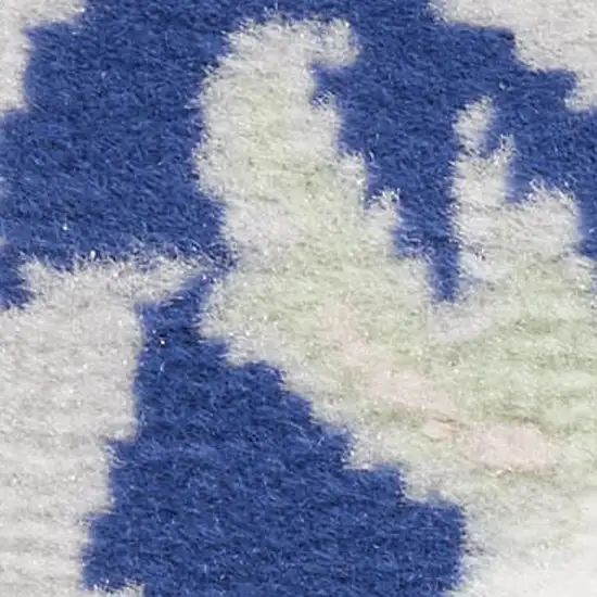 Blue And Ivory Floral Area Rug Photo 3