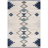Photo of Navy and Ivory Tribal Pattern Area Rug