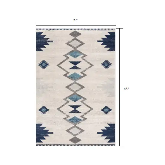 Blue and Ivory Southwestern Area Rug Photo 7