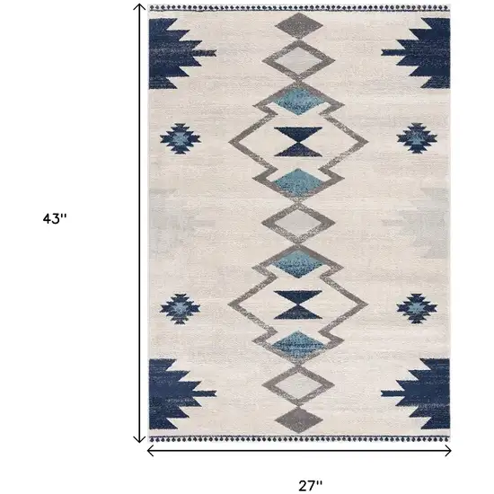 Blue and Ivory Southwestern Area Rug Photo 3
