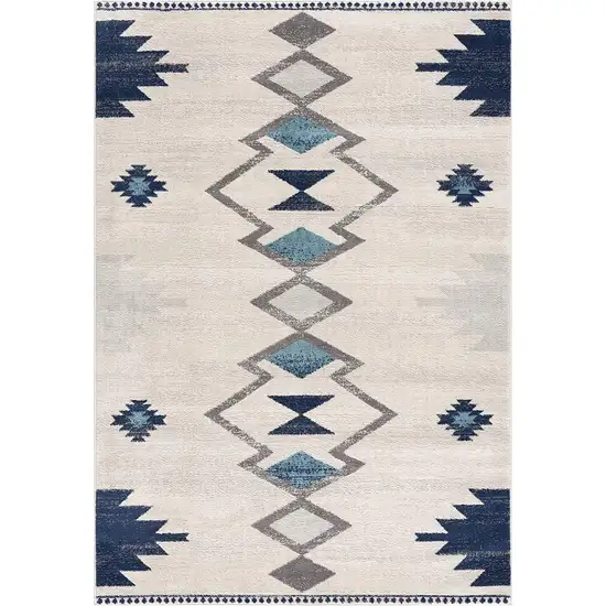 Blue and Ivory Southwestern Area Rug Photo 2