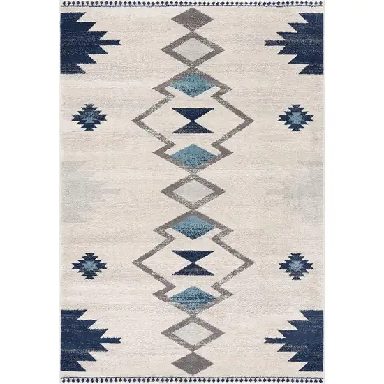 Blue and Ivory Southwestern Area Rug Photo 4