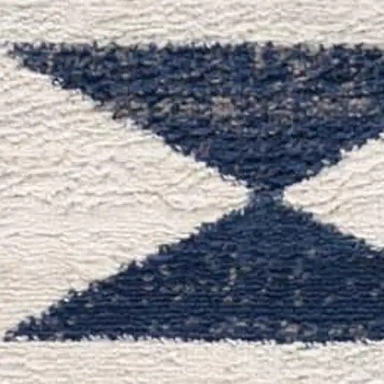 6' Blue And Ivory Southwestern Runner Rug Photo 1