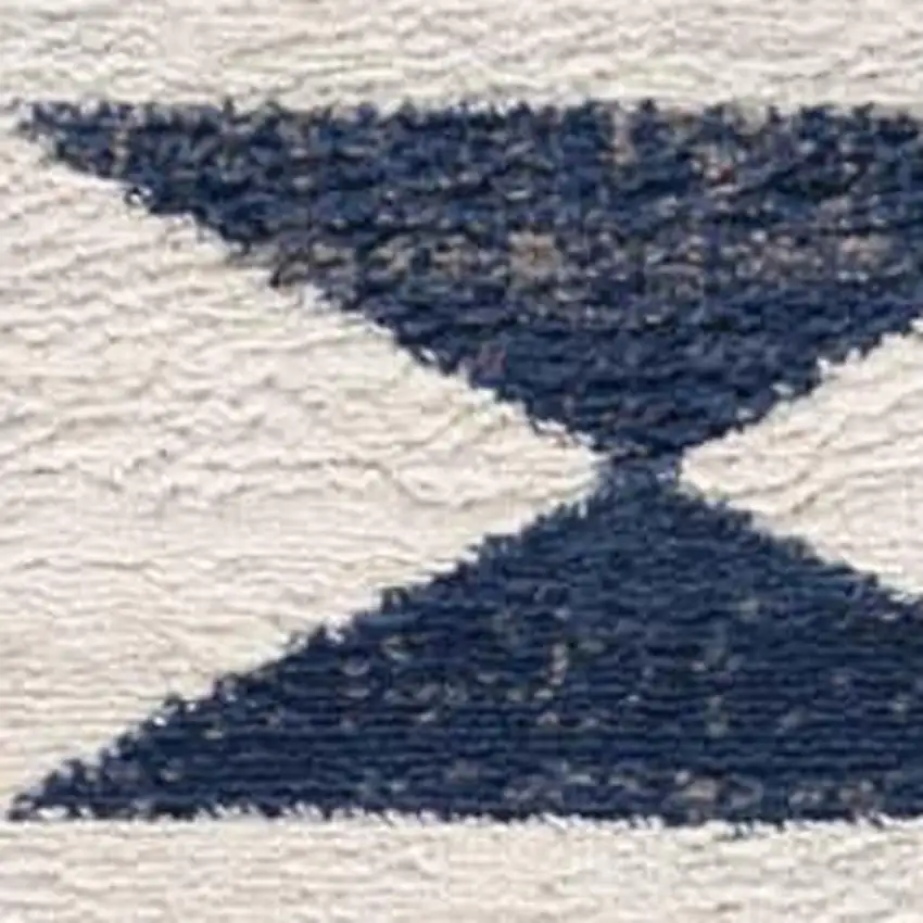 6' Blue And Ivory Southwestern Runner Rug Photo 1