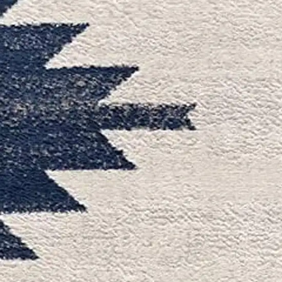 6' Blue And Ivory Southwestern Runner Rug Photo 4