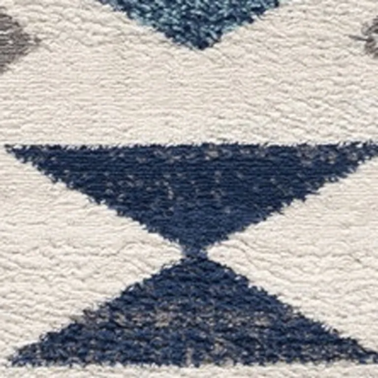 Navy and Ivory Tribal Pattern Area Rug Photo 4