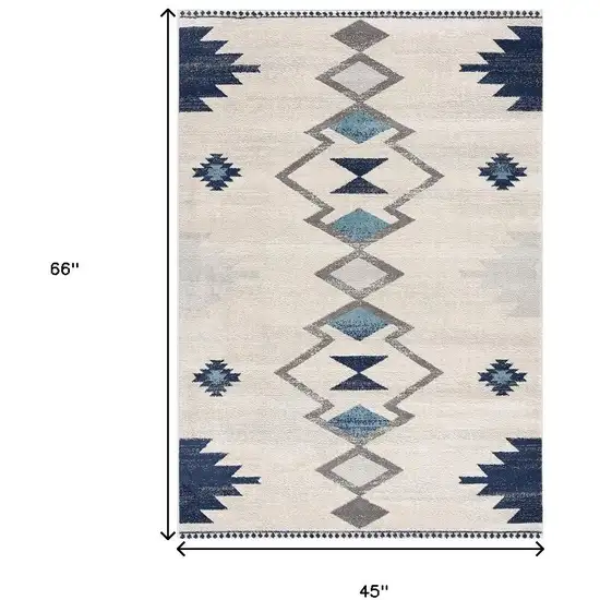 Blue and Ivory Southwestern Area Rug Photo 3