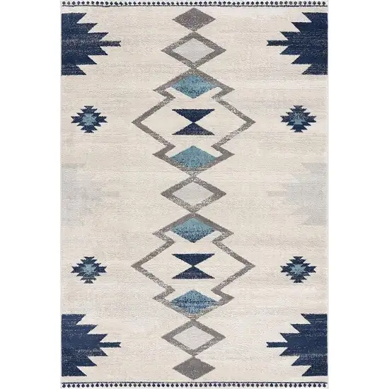 Blue and Ivory Southwestern Area Rug Photo 2