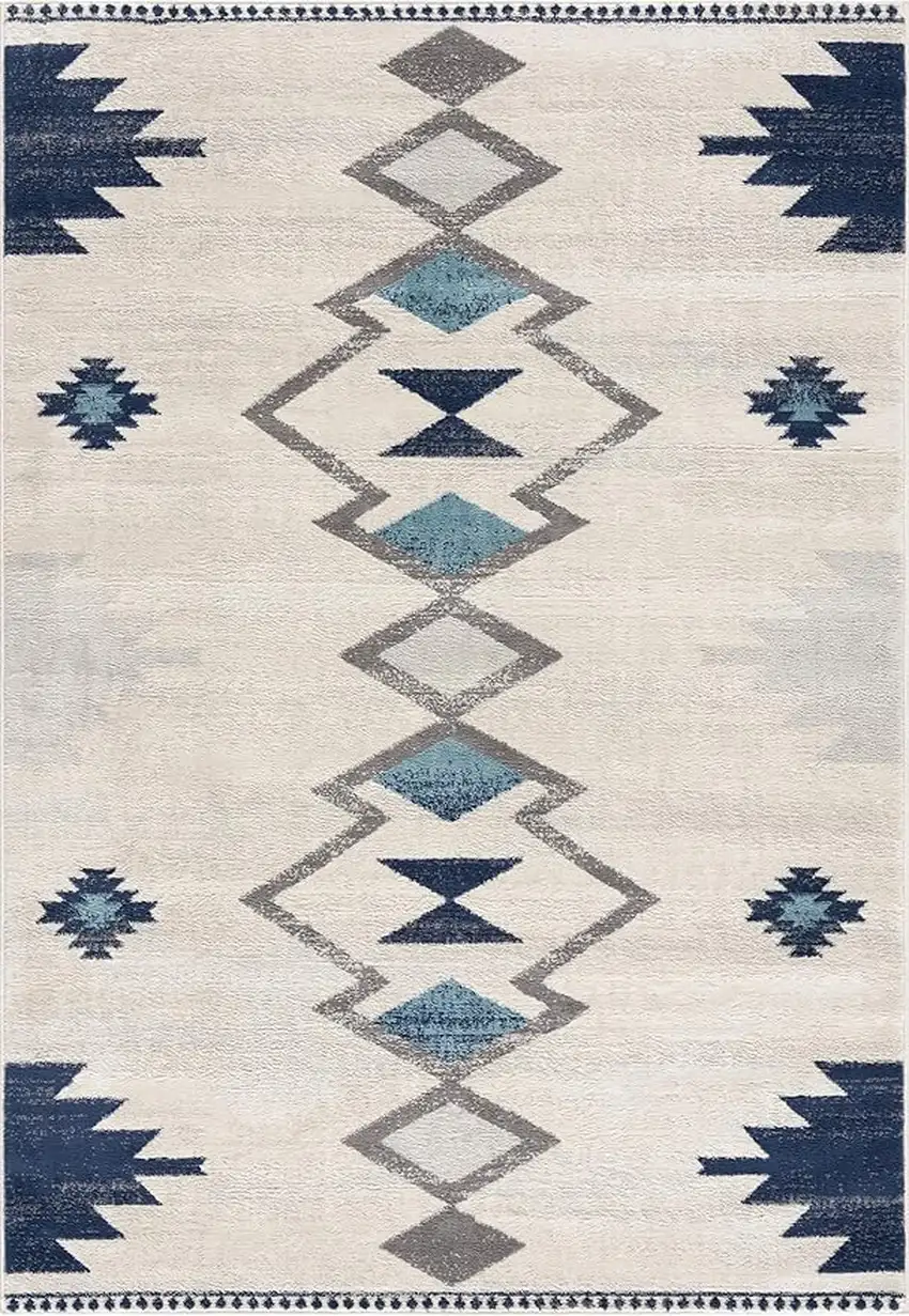 Blue and Ivory Southwestern Area Rug Photo 2