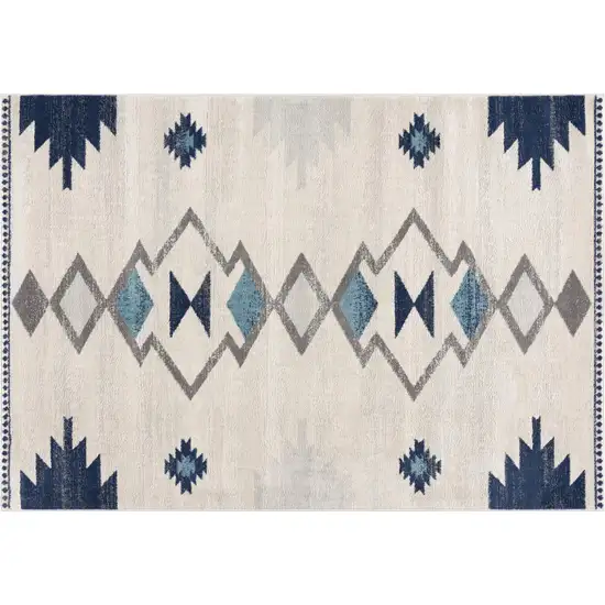Blue and Ivory Southwestern Area Rug Photo 2