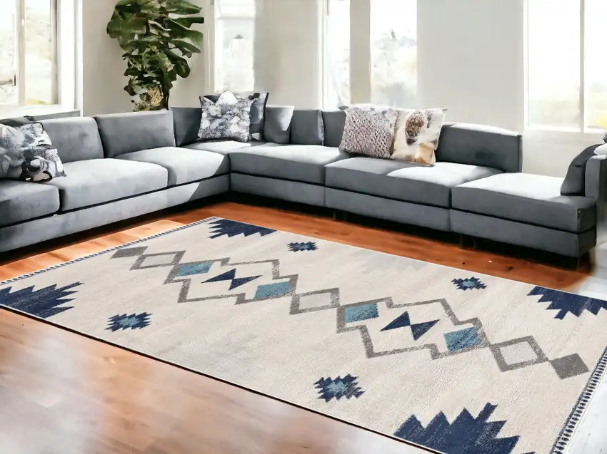 Cream Southwestern Dhurrie Area Rug Photo 1