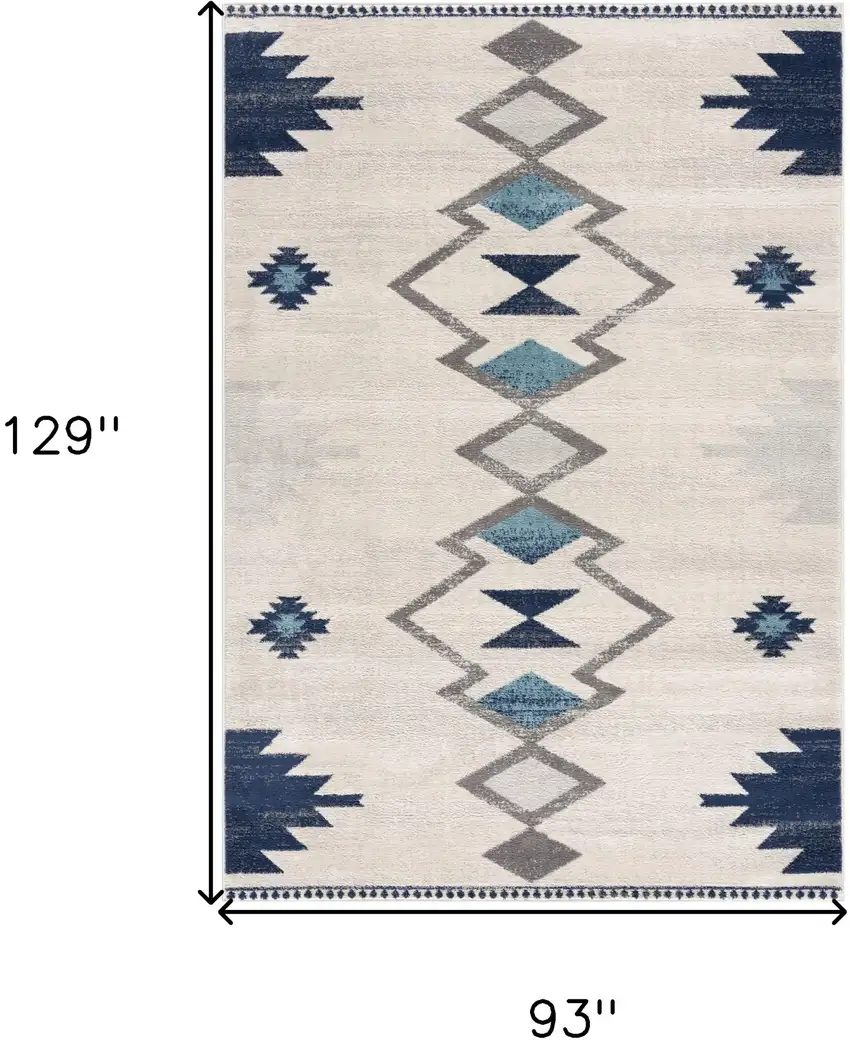 Blue and Ivory Southwestern Area Rug Photo 3