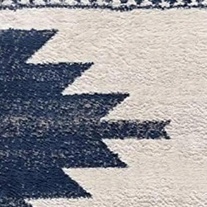 10' Blue And Ivory Southwestern Runner Rug Photo 8
