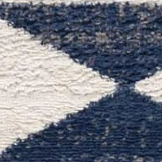 10' Blue And Ivory Southwestern Runner Rug Photo 1