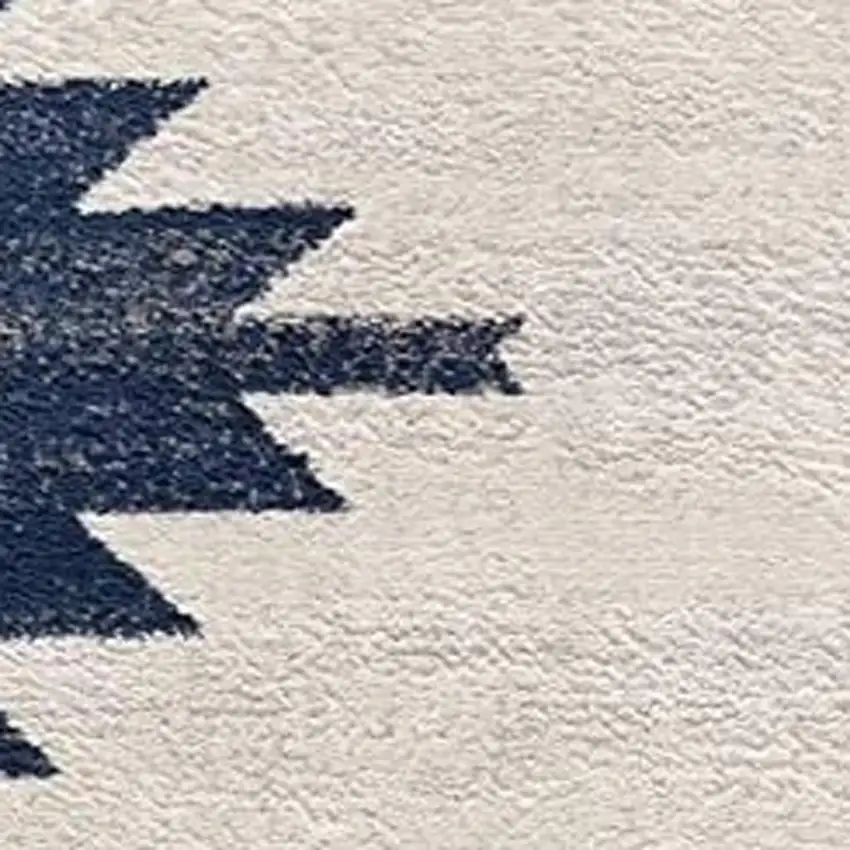 10' Blue And Ivory Southwestern Runner Rug Photo 4