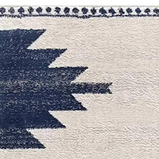 10' Blue And Ivory Southwestern Runner Rug Photo 5