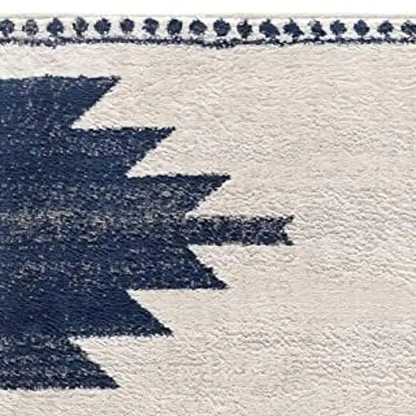 10' Blue And Ivory Southwestern Runner Rug Photo 5