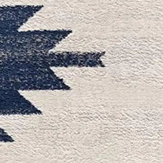 15' Blue And Ivory Southwestern Runner Rug Photo 6