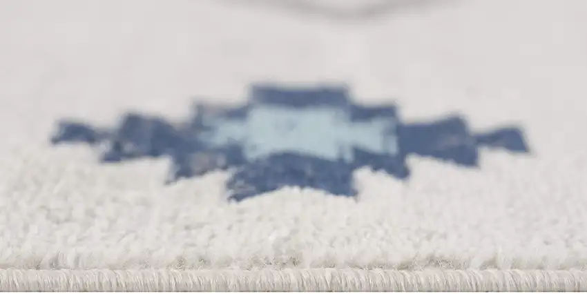 Blue and Ivory Southwestern Runner Rug Photo 4