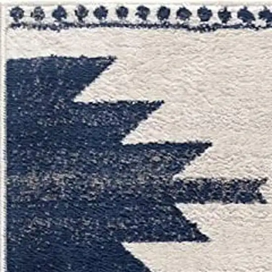 20' Blue And Ivory Southwestern Runner Rug Photo 4