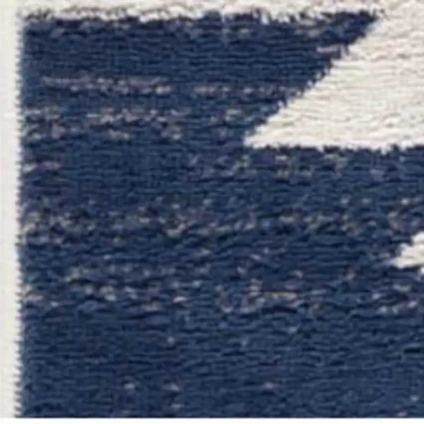 8' Blue And Ivory Southwestern Runner Rug Photo 3