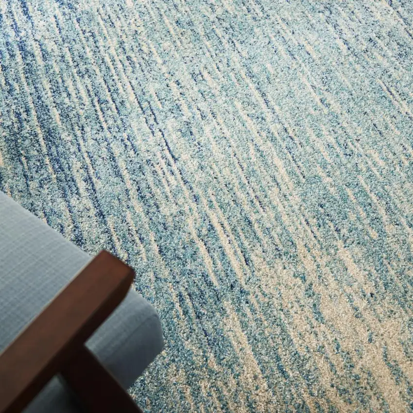 Blue And Ivory Abstract Area Rug Photo 9