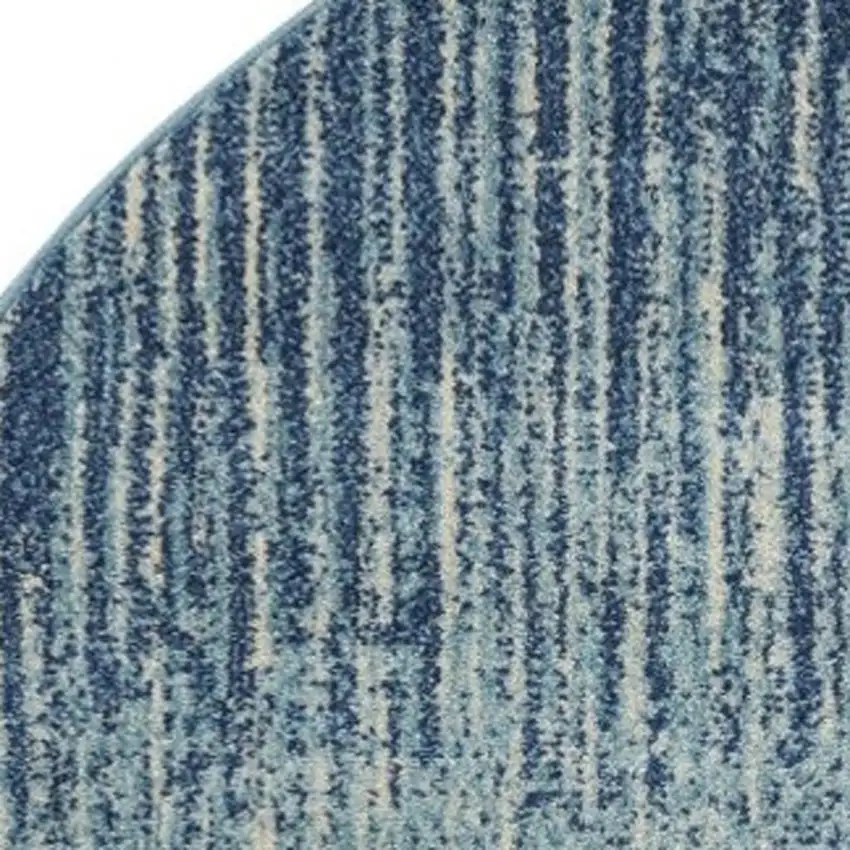 5' Blue And Ivory Abstract Round Rug Photo 3