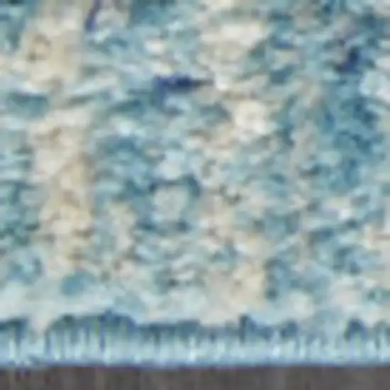 Blue And Ivory Abstract Area Rug Photo 3