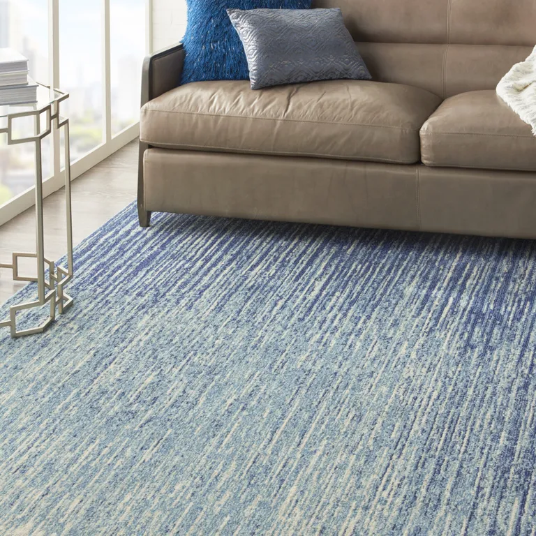Navy and Light Blue Abstract Area Rug Photo 5