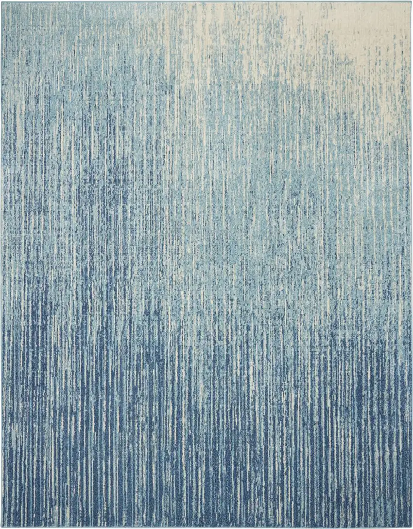 Blue And Ivory Abstract Area Rug Photo 9
