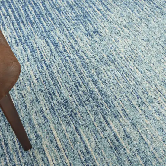 8' Blue And Ivory Abstract Round Rug Photo 9