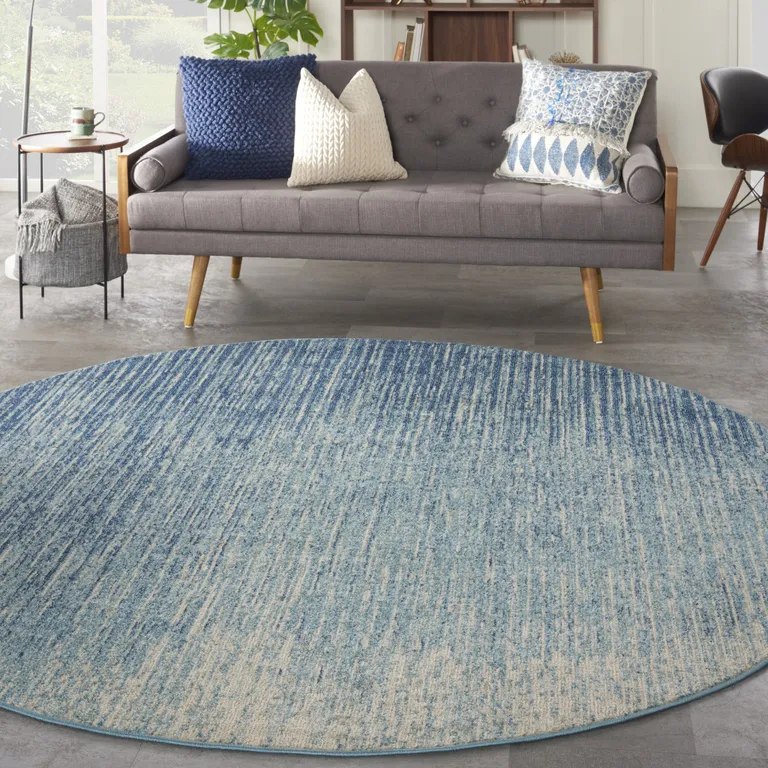 Navy and Light Blue Abstract Area Rug Photo 5
