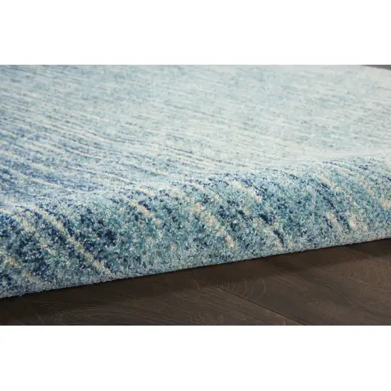 6' Blue And Ivory Abstract Runner Rug Photo 9